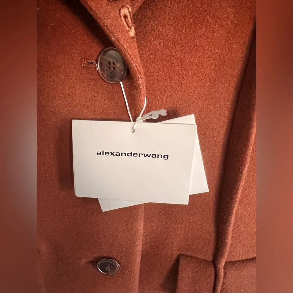 NWT Alexander Wang Long Darted Single Breasted Wool BlendCoat Sz M Hailey Bieber - Picture 6 of 11